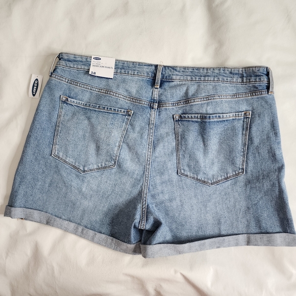 Old Navy Denim Shorts High Rise Blue Secret Slim Pockets Size 18 NWT - Picture 2 of 10